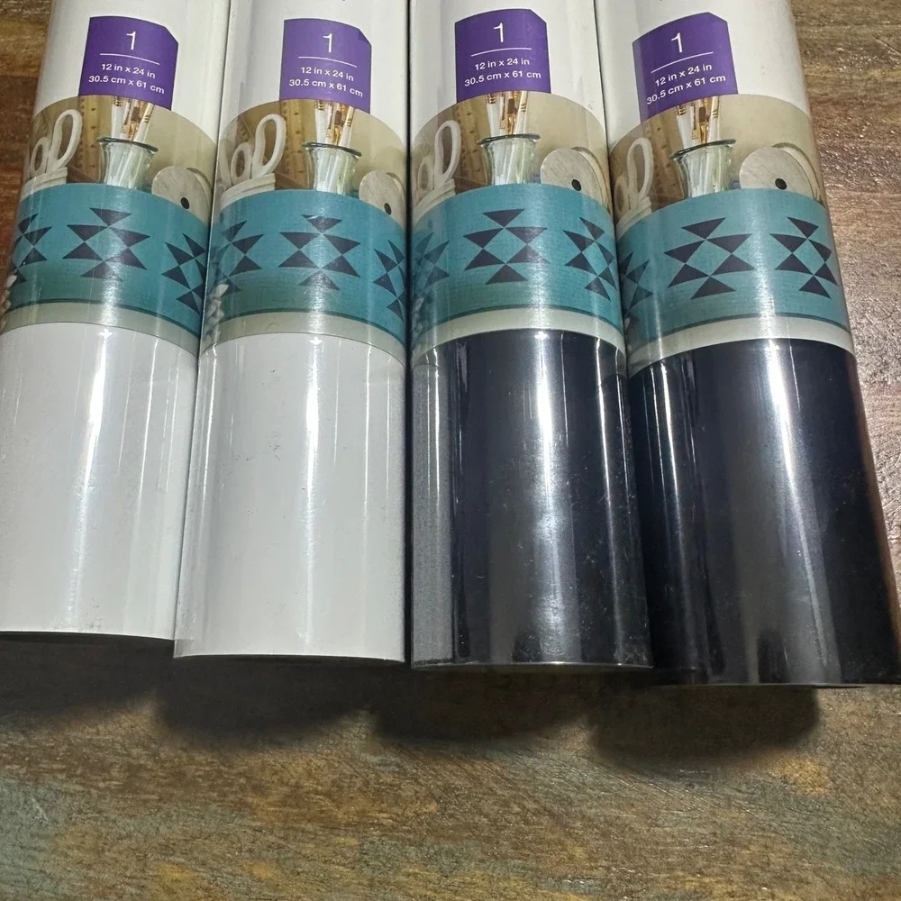 Cricut Everyday Iron-On Vinyl Bundle 4 Rolls Black and White 12x24 StrongBond
